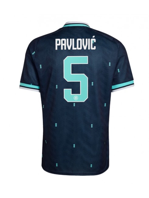 Tyskland Aleksandar Pavlovic #5 Replika Borta Kläder VM 2026 Kortärmad Tyskland Aleksandar Pavlovic #5 Replika Borta Kläder VM 2026 Kortärmad